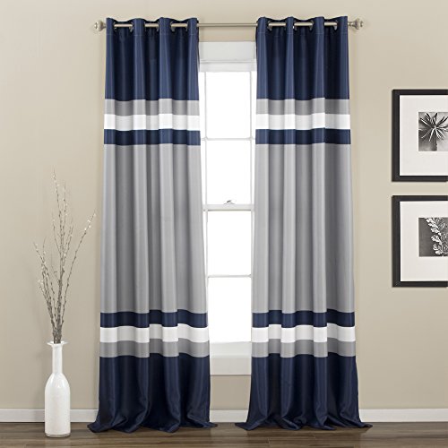 Lush Decor Alexander Tenda A Pannello, Tessuto, Marina Militare, W 52" X L 84" (2 Panels)