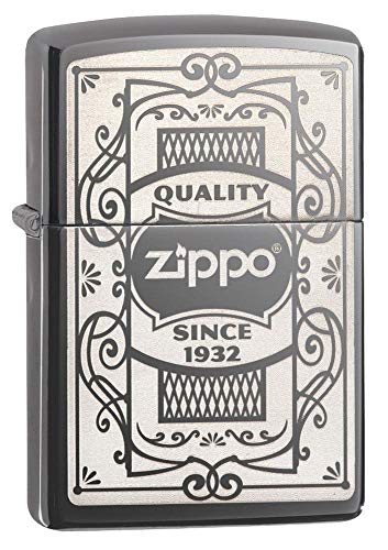 Zippo Accendino 29425, Pvd Black Ice Antivento, A Benzina, Ricaricabile, Unisex, Nero, Taglia Unica
