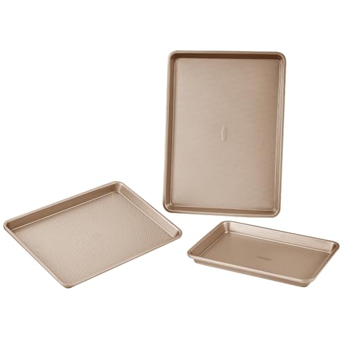 Vevor Set Di 3 Teglie Da Forno Antiaderenti In Acciaio Al Carbonio, Teglie Vassoi Da Forno Impilabili Con Manici In Silicone, Set Di Teglie Da Forno P