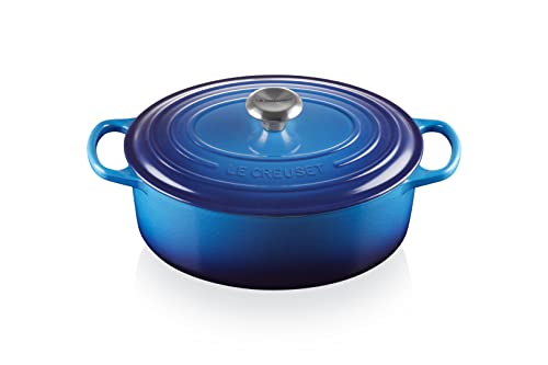 Le Creuset Cocotte Ovale Evolution In Ghisa Vetrificata, Diameter 31 Cm, Azzurro, 21178312202430