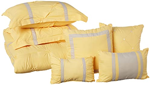Chic Home Vermont 8-Piece Comforter Set, Queen, Giallo/Grigio