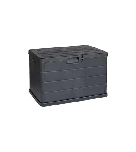Domo Mea Baule Da170 Litri Effetto Legno, Contenitore Stoccaggio, In Resina Antracite, Dimensioni 78L X 55L X 52H Cm