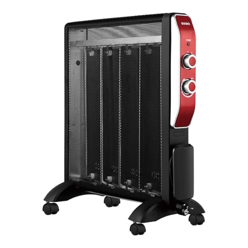 Svan Radiatore Mica Elettrico Basso Consumo Rosso Scrm2000R. 2000 W, 2 Livelli Di Potenza, Termostato Regolabile, Riscaldamento A Piastra Mica, Sensor