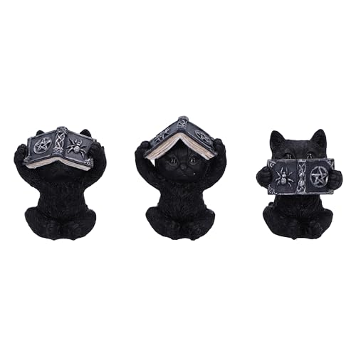 Nemesis Now Three Wise Spell Cats 8,5 Cm, Resina, Nero, Statuette Di Tre Gattini Saggi, Set Di Tre Statuette Di Gattini Occulti, Merce Per Gatti, Fusa