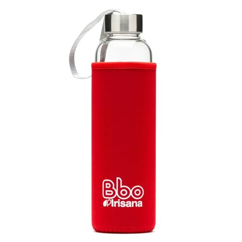 Irisana - Borraccia - 550 Ml - Rosso - 7,5 X 7,5 X 24 Cm - Borraccia Sportiva Per La Palestra - Borosilicato E Coperchio In Neoprene - Collezione Bbo