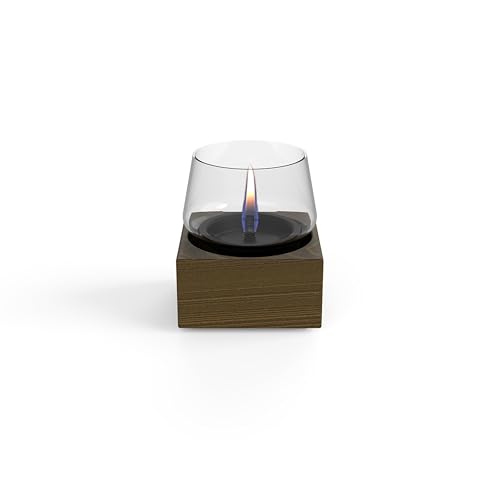Tenderflame Poppy 14 - Candela In Rovere Nero, Ignifuga, Non Infiammabile, Ecologica, Senza Pericolo Per La Fiamma, 14 X 14 X 14,3 Cm