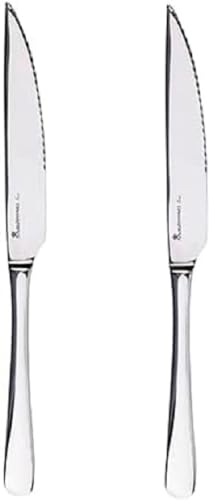 Masterpro Foodies | Zweier-Set Steakmesser |Zwei Teile |Aus Langlebigem Edelstahl Gefertigt |Glänzende Oberfläche |Spülmaschinengeeignet