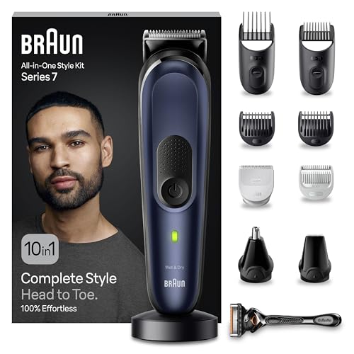 Braun Regolabarba Styling Kit, Tagliacapelli Uomo, Rasoio Elettrico Barba E Capelli, 10-In-1 Per Barba, Capelli, Corpo, Naso E Orecchie, 100 Minuti Di