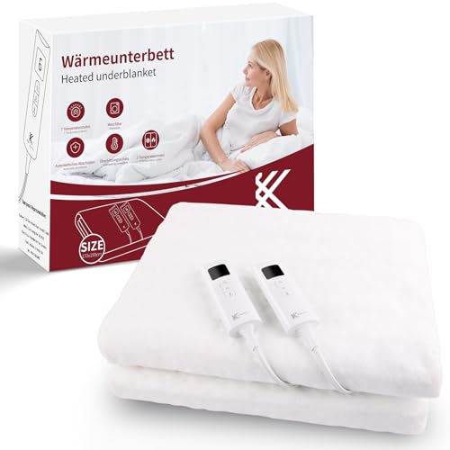 Redkey Scaldaletto Elettrica Matrimoniale,170X150 Cm Sottocoperta,7 Temperature,Coperta Termica Con Spegnimento Automatico,Termoforo,Lavabile