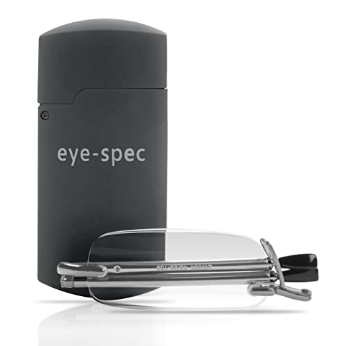 Eye-Pocket By Eye-Spec | Rimless Reading Glasses With Flip-Top Case Available In Graphite And Black (+1.00, 1.25, 1.50, 1.75, 2.00, 2.25, 2.50, 2.75,