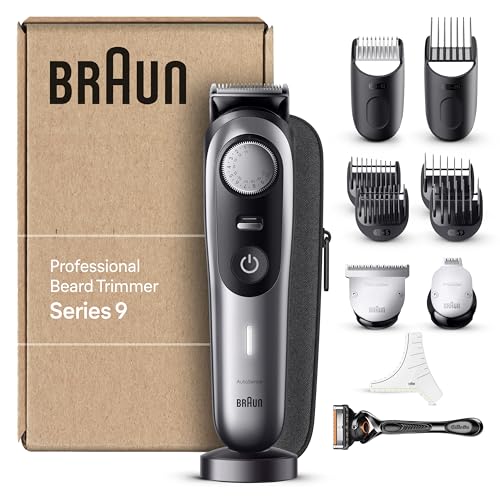 Braun Series 9 Rasoio Elettrico Barba Con Lama Barba Problade E Strumenti Professionali, Regolabarba Uomo 40 Lunghezze, Base Di Ricarica E Custodia Es