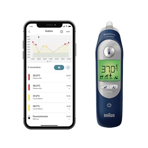 Braun Thermoscan 7 + Connect Termometro Auricolare | Compatibile Con L'App Braun Family Care™ | Tecnologia Age Precision® | Display Digitale Con Codif