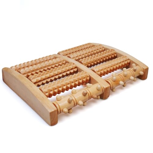 Massaggiatore Plantare In Legno-Rulli Fascite-Rullo Massaggiatore Doppio Per Piede-Massaggiatore Piedi Con Pallina Massaggio Muscolare-Sollievo Dal Do