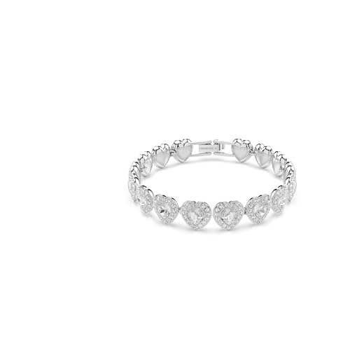 Swarovski Bracciale Tennis Ariana Grande X, Taglio Misto, Cuore, Bianco, Placcato Rodio