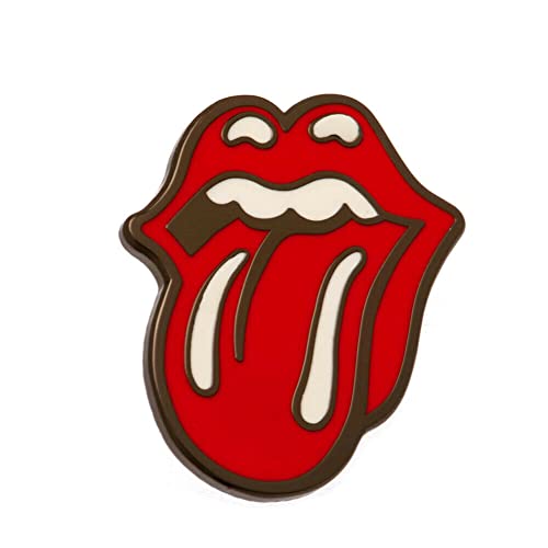 The Rolling Stones - Spilla Smaltata Con Scritta "Lips Design", 11 X 7 Cm, Prodotto Ufficiale, Misura Unica, Smalto, Metallo, Argento, Senza Pietre Pr