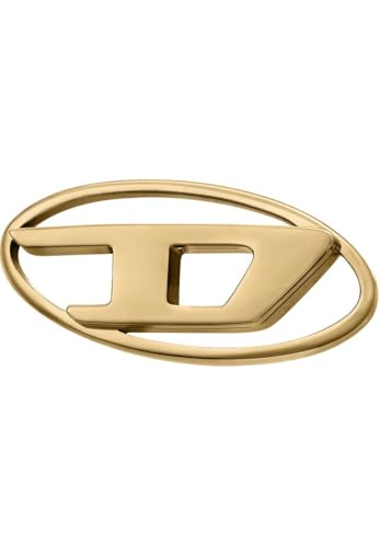 Diesel Dx1590710 - Orecchini Da Uomo In Acciaio Inox Dorato Con Logo D, Taglia Unica, Acciaio Inossidabile, Nessuna Pietra Preziosa