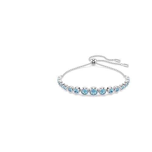 Swarovski Bracciale Tennis Imber, Tagli Rotondi Misti, Blu, Placcato Rodio