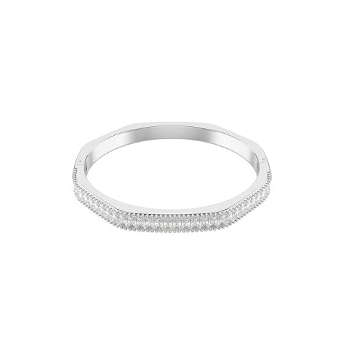 Swarovski Bracciale Rigido Matrix, Taglio Baguette, Bianco, Placcato Rodio