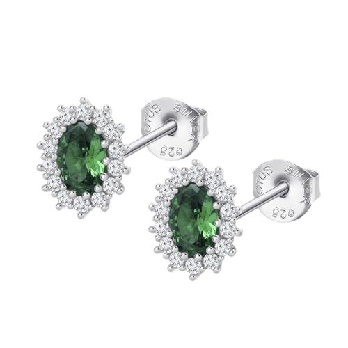 Clous D'Oreille Lotus Silver Marguerite Oxyde Vert