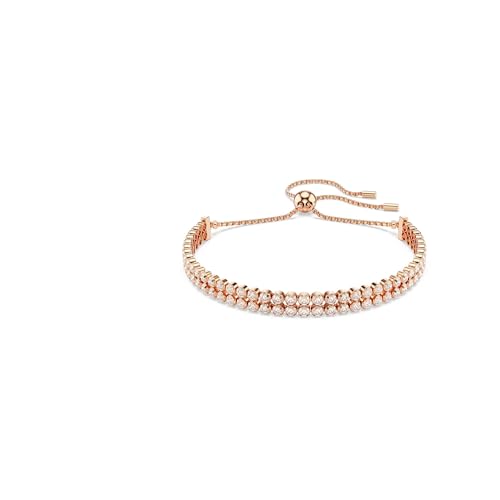 Swarovski Bracciale Tennis Matrix, Taglio Rotondo, Bianco, Placcato Tonalità Oro Rosa