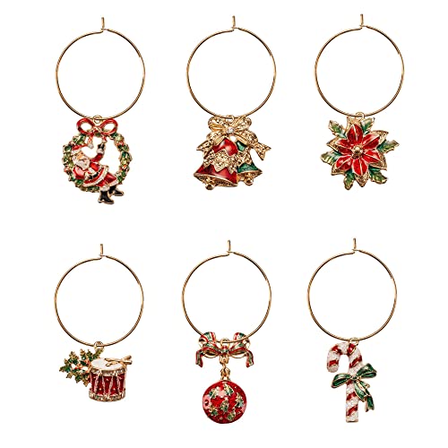 Lamart Segnabicchieri Set 6 Pezzi Metallo 2Cm Bicchieri Tavola Natalizia Natale