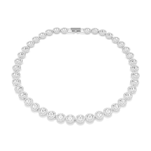 Swarovski Collana Tennis Una Angelic Taglia Rotonda, Bianco, Bagno Rodio, 38, Cristallo, Cristallo