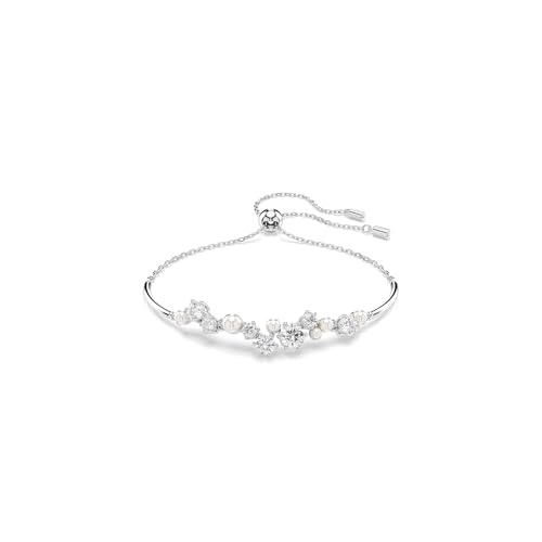 Swarovski Bracciale Rigido Constella, Perla Di Cristallo, Tagli Rotondi, Bianco, Placcato Rodio
