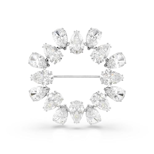 Swarovski Spilla Matrix, Taglio A Pera, Bianco, Placcato Rodio