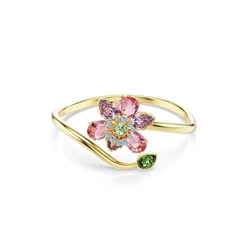 Swarovski Bracciale Rigido Idyllia, Tagli Misti, Fiore, Multicolore, Placcato Color Oro