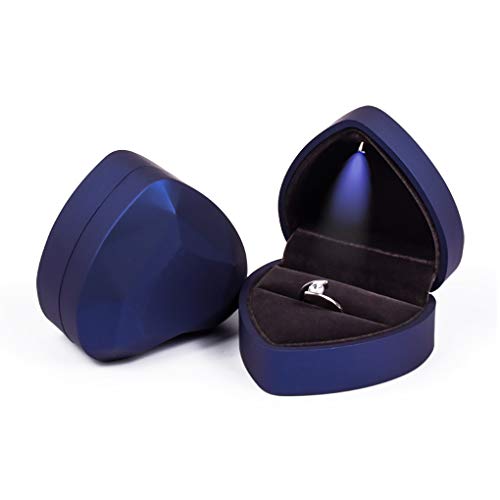 Rolin Roly Scatola Per Anelli In Velluto Con Luce A Led Ring Box Velluto Portagioie A Forma Di Cuore Per Matrimonio Fidanzamento Propositio, Pelle, Pe