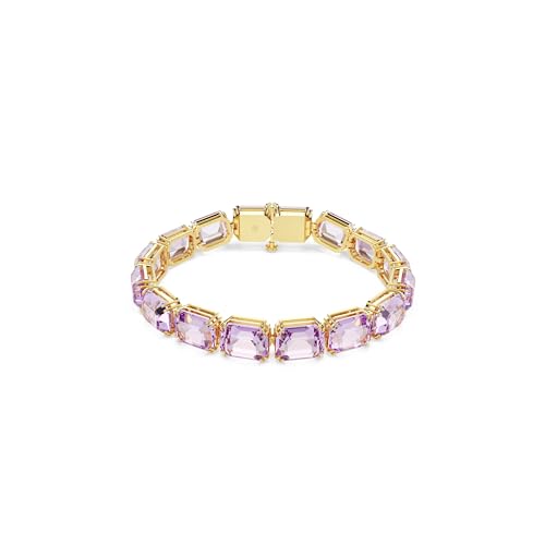 Swarovski Bracciale Millenia Tennis, Taglio Ottagonale, Viola, Placcato Color Oro