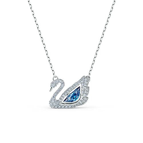 Swarovski Collana Dancing Swan, Azzurro, Placcato Rodio