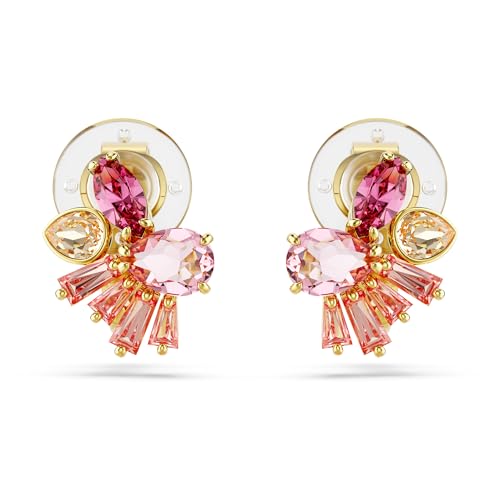 Sito Ufficiale Di Swarovski. Orecchini A Clip, Taglio Misto, Fiori, Rosa, Placcati In Oro [Importato Ufficiale], Cristallo, Finitura Tono Dorato, Zirc