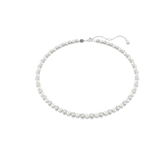 Swarovski Collana Matrix Tennis, Perla Di Cristallo, Taglio Rotondo, Bianco, Placcato Rodio