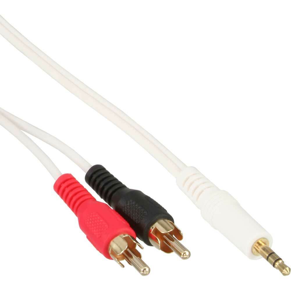 INL InLine® Cavo Audio Jack 3,5mm maschio a 2x RCA maschio, 5m, dorato, bianco
