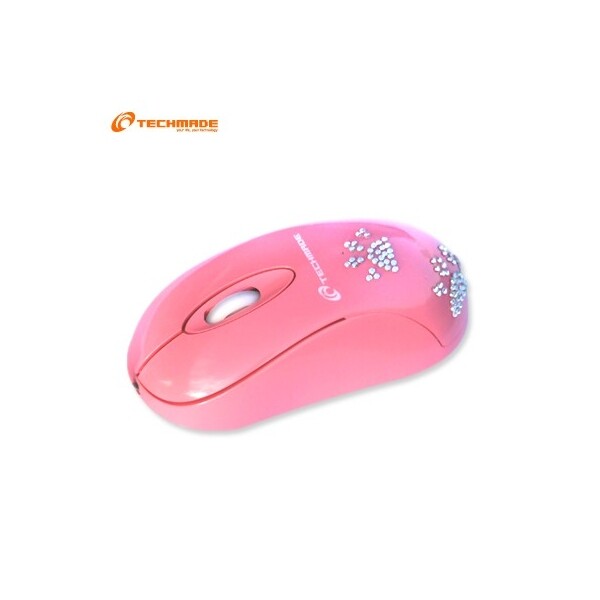 TECHMADE Minimouse USB Con Diamanti Rosa