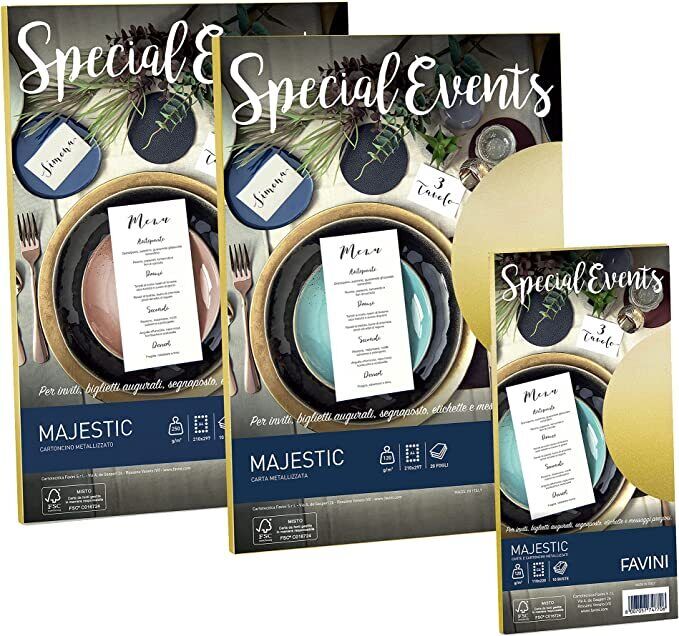 Carta Metallizzata Special Events A4 20Fg 120Gr Azzurro Favini