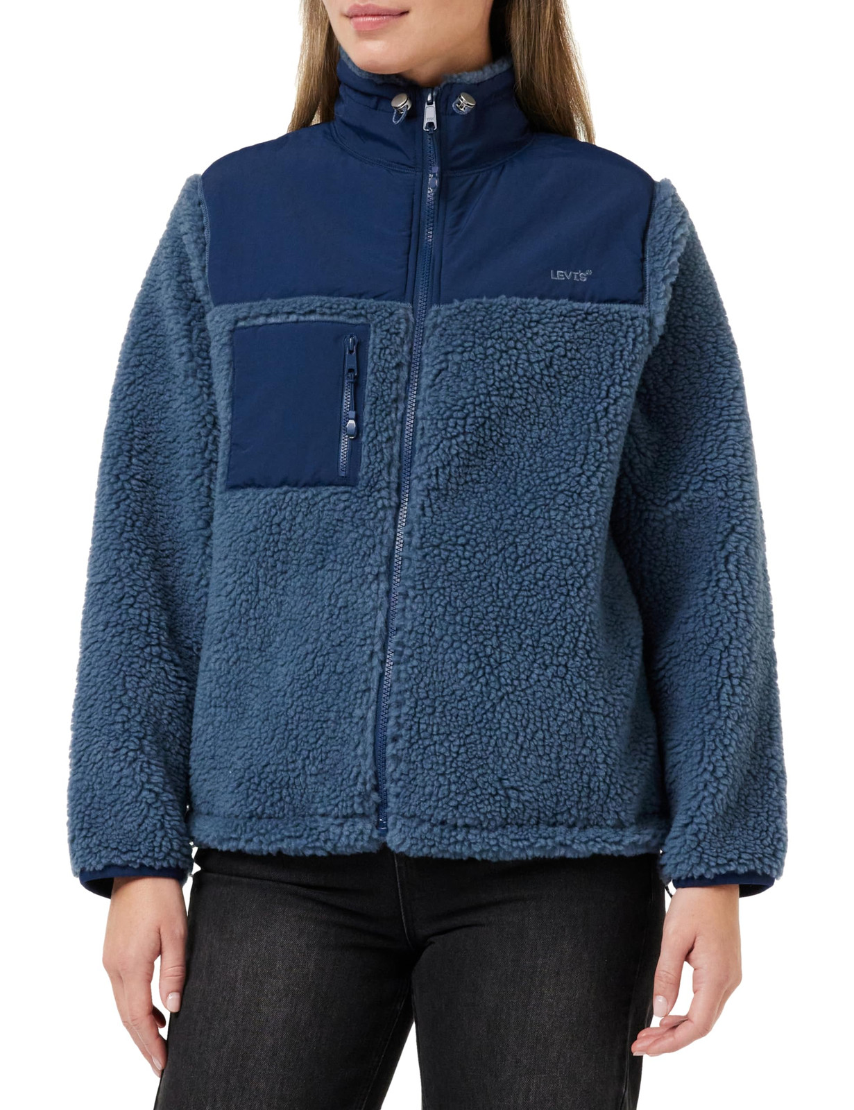 Levi's Cosy Big Foot Sherpa Felpa Non Grafica, Vintage Indigo X, L Donna (d8f)