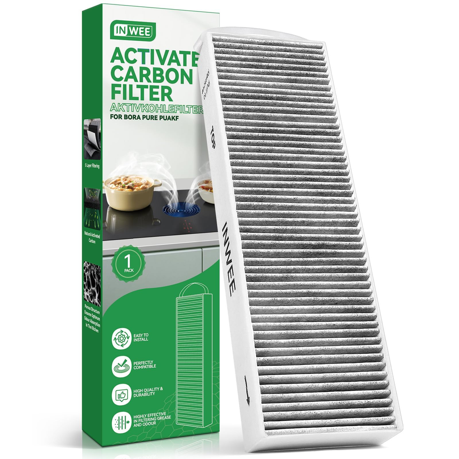 Inwee Filtro a Carboni Attivi per Bora Pure PUAKF, per PURU o Piano (u0C)