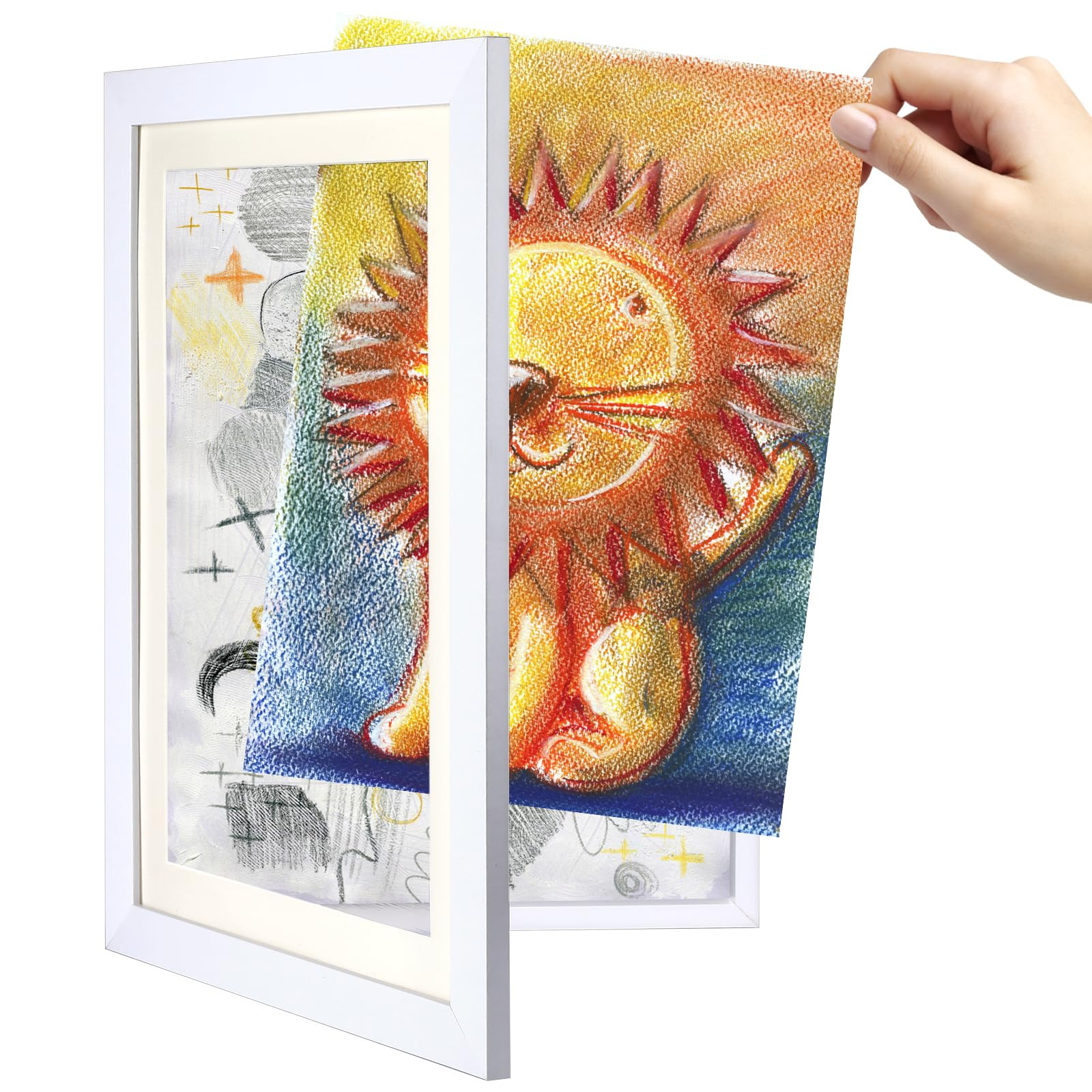 Mkitnvy Cornici Disegni Per Bambini(Bianco),Quadri Porta Disegni, Cornici (L6D)