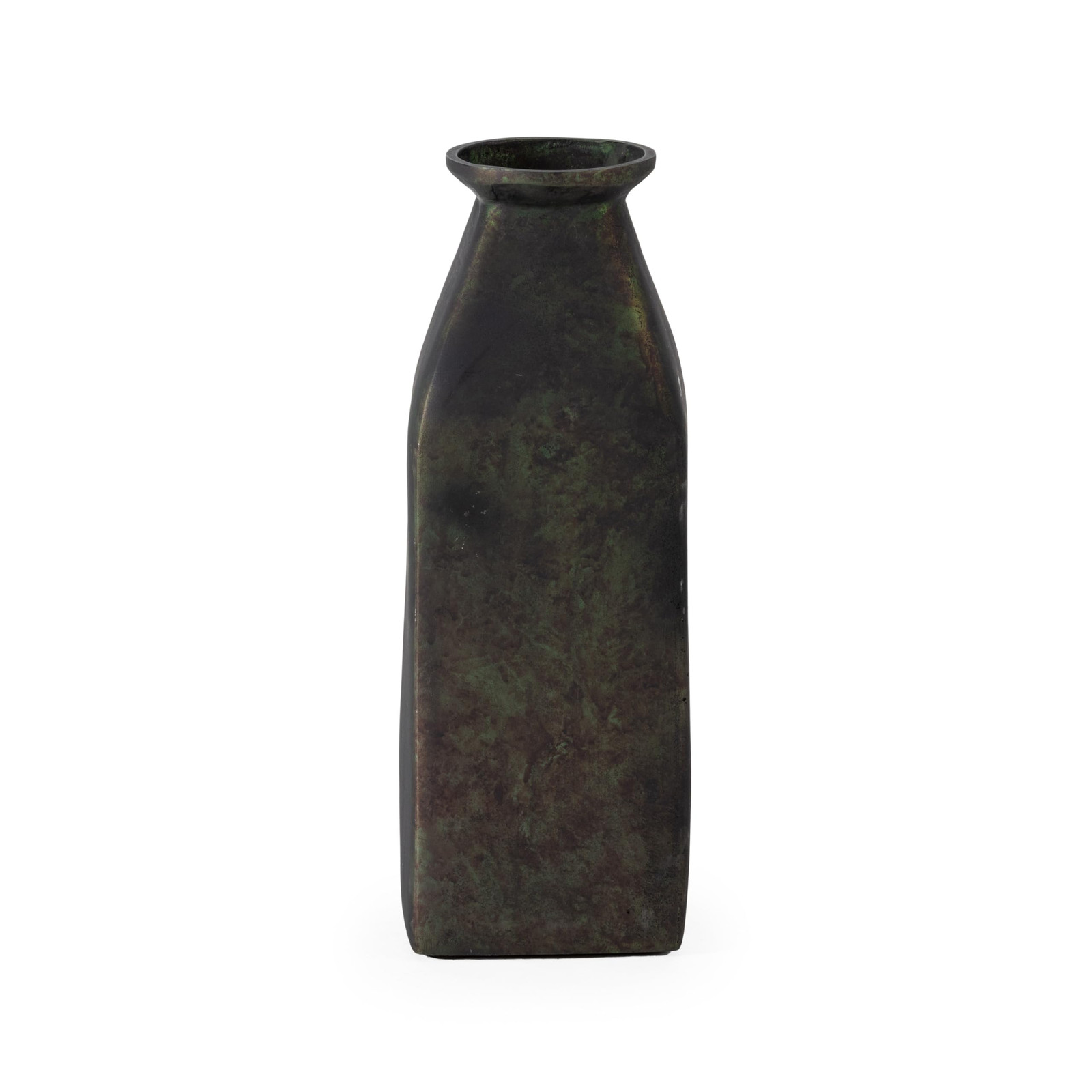 JARRON 14X14X38 METAL VERDE OXIDO (O1b)