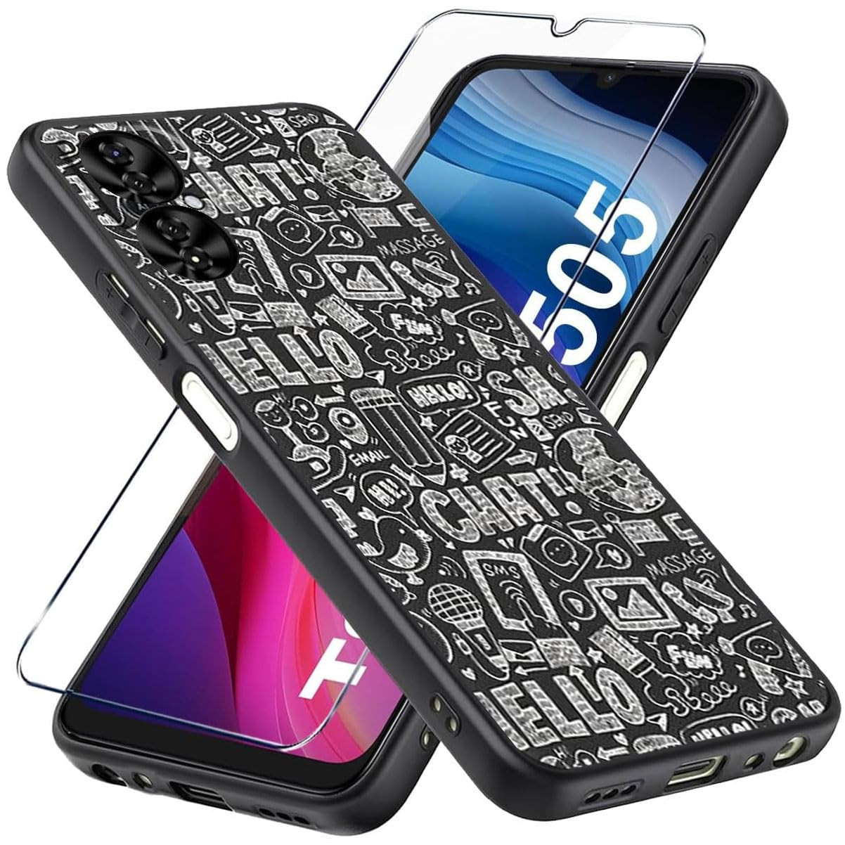 LYJERRY Cover e Vetrino Vetro Per TCL 505 Cover TCL 505 antiurto Custodia (X1z)