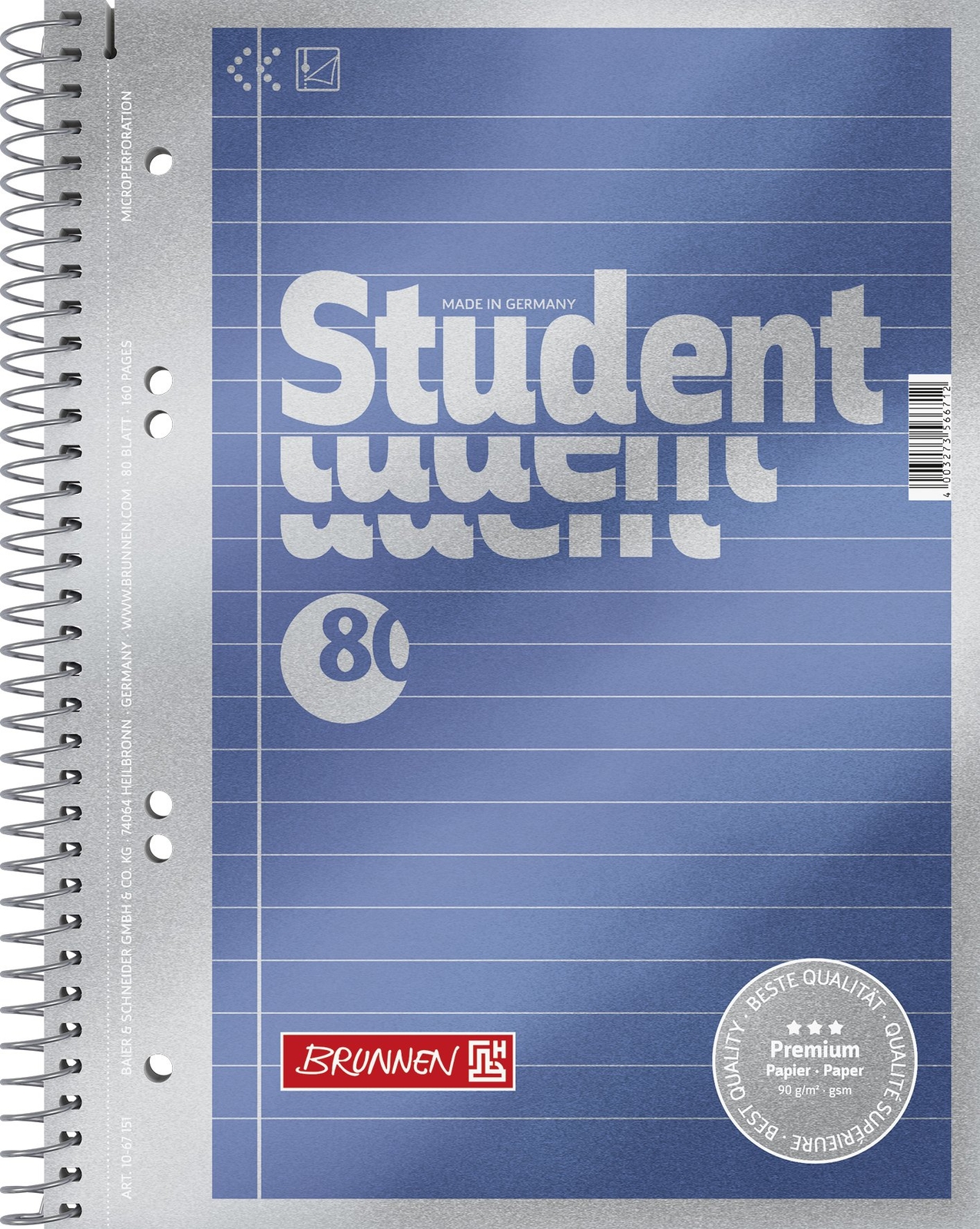 Brunnen 1067151 Notebook/Notepad Student Premium Set Treated Cover with Metallic