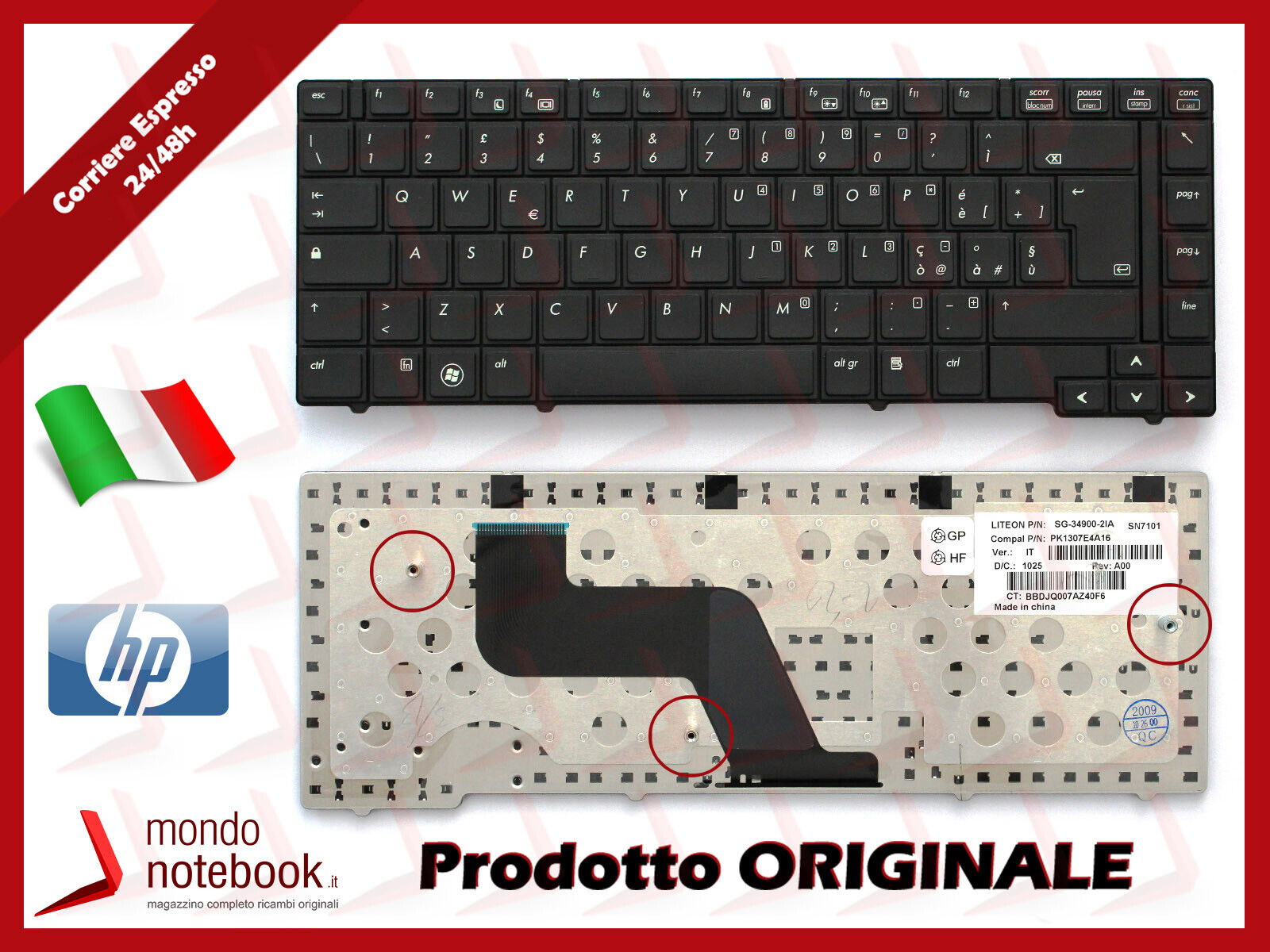 Tastiera Keyboard Originale Italiana HP Compaq ProBook 6440B 609870-061