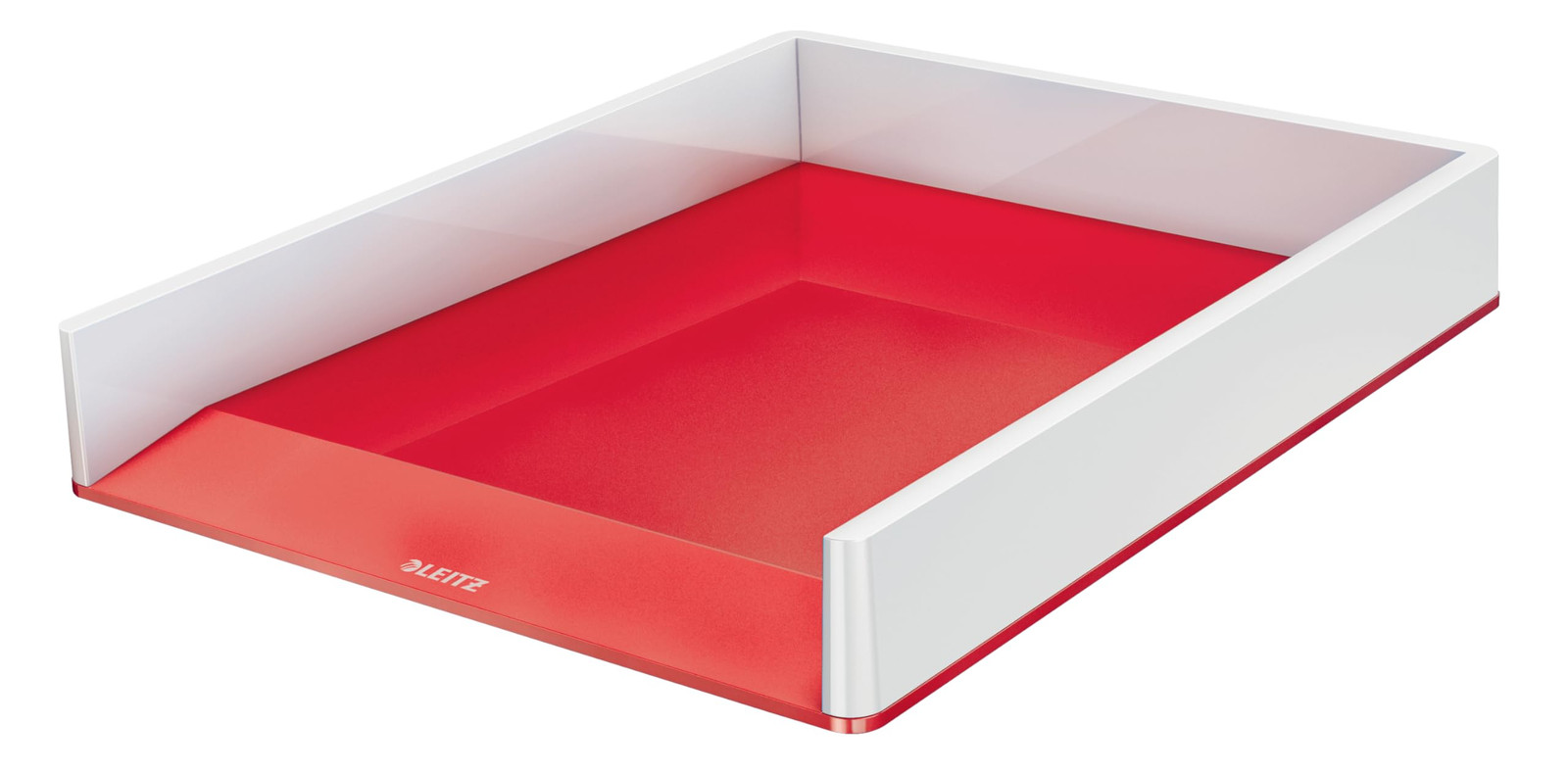 Leitz Wow A4 Letter Tray, White/Red Desk Tray Organiser, A4 Paper Tray, 53611026