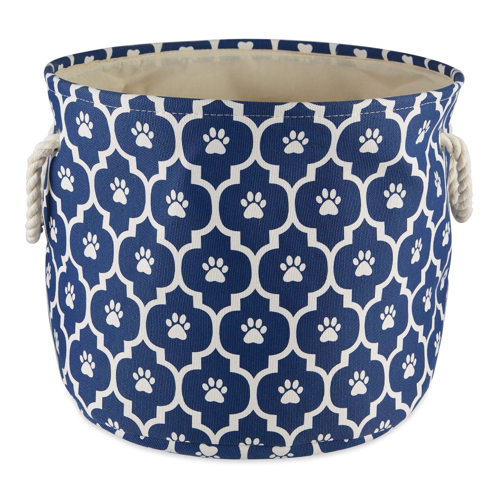 Bone Dry Lattice Paw Print, Cotone, Blu Nautico, L Rotondo (e0L)