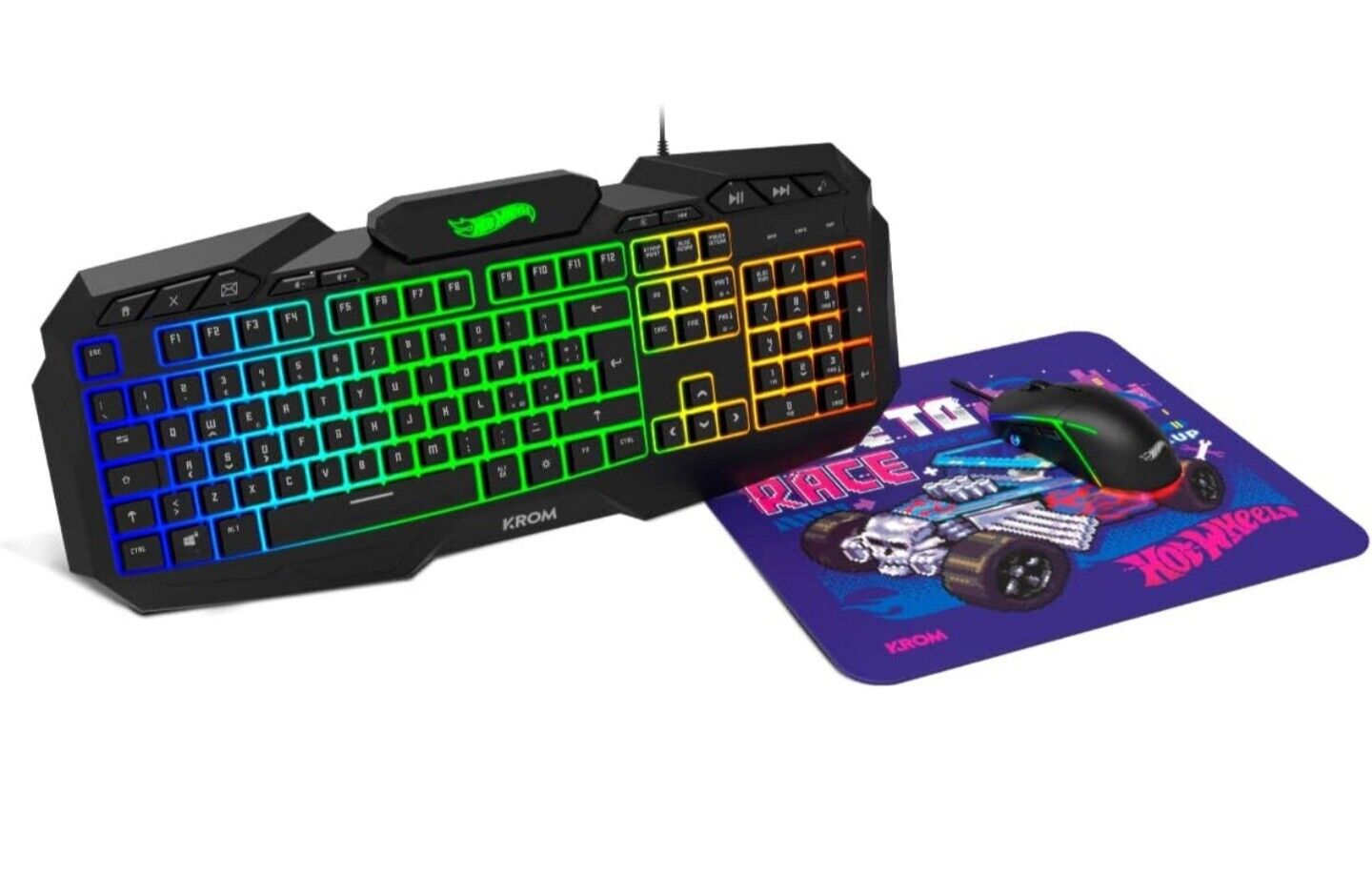 KROM Kit tastiera, mouse e tappetino per mouse Hot Wheels KUSTOM-Gaming