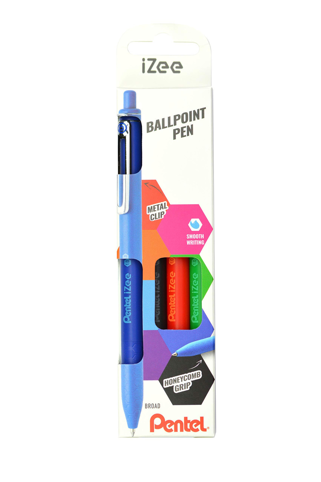 Pentel IZee BX470-4 Ballpoint Pen Retractable Metal Clip 1.0 mm Line Width Set o