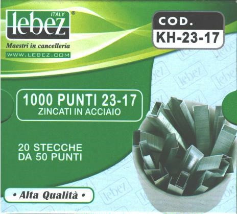 Punti Metallici per Cucitrice ad Alti Spessori Lebez - 23/17 - KH-23-17 (Conf. 1