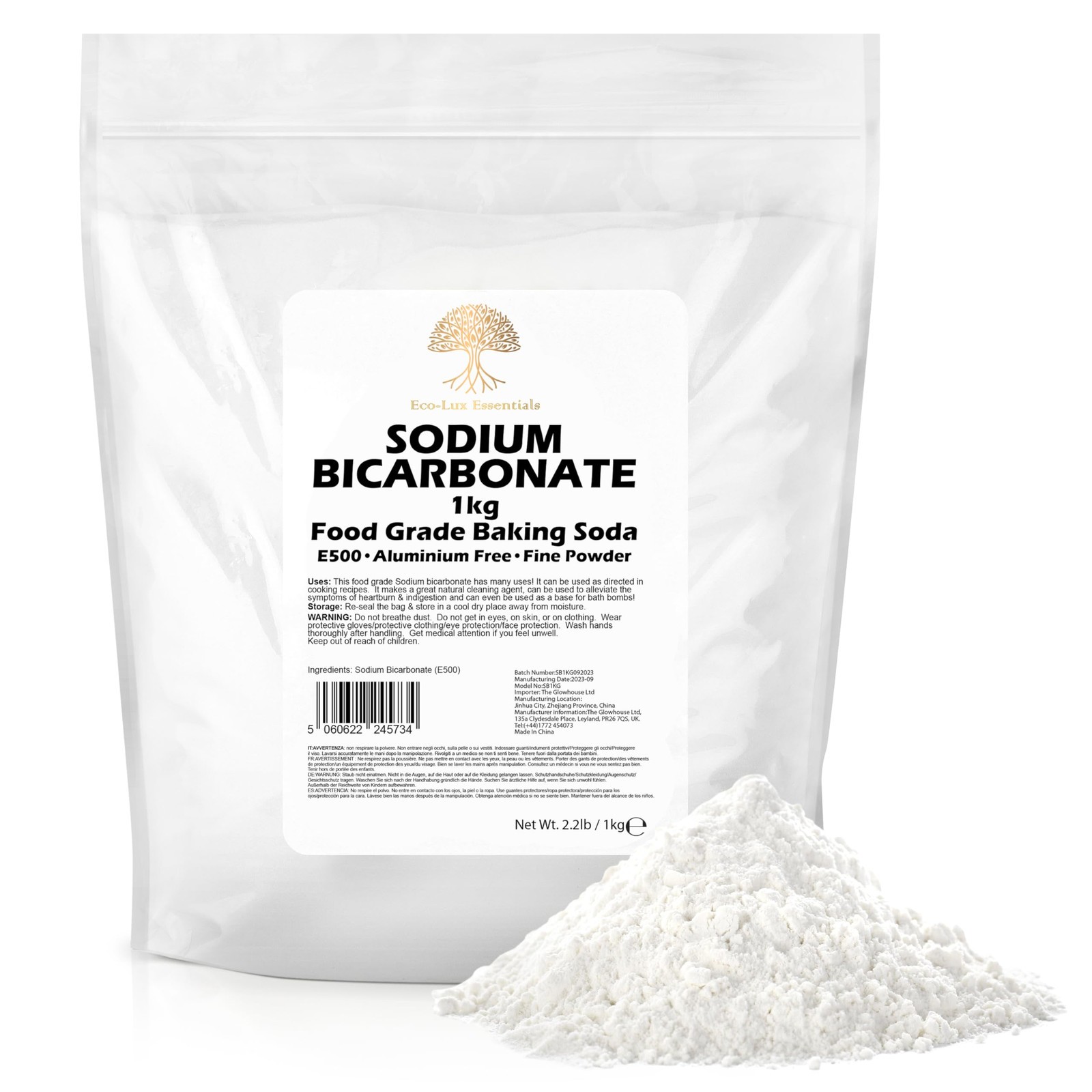 Bicarbonato di sodio, Bicarbonato di sodio 1kg Pura Bicarbonato di sodio (H0J)